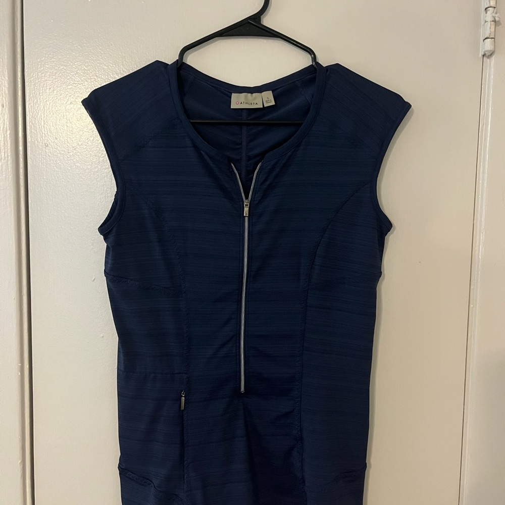 Athleta Pacifica UPF 50+ Half-Zip Tank Top - Navy Blue, Size Small